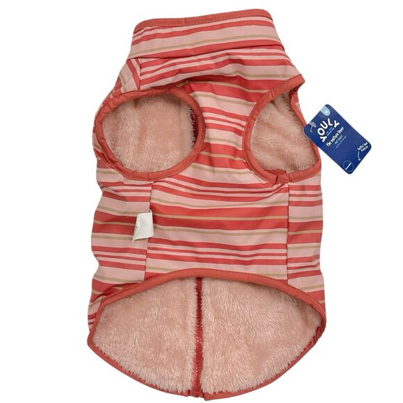 YOULY Size M ( 16"-18") Pink Striped Reversible Cozy Puffer Vest Dog Jacket NWT - Picture 4 of 6